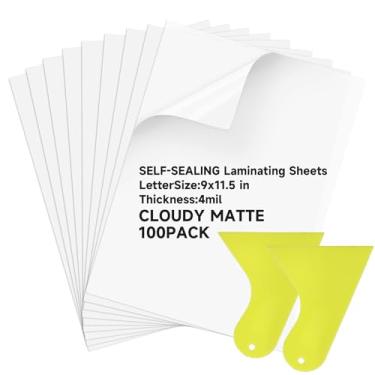Imagem de 100 peças de folhas autoadesivas de laminação 22 x 29 cm, sacos de laminação térmica, papel com raspador para cartões de licenças, arquivos, fotos, sem laminação por calor