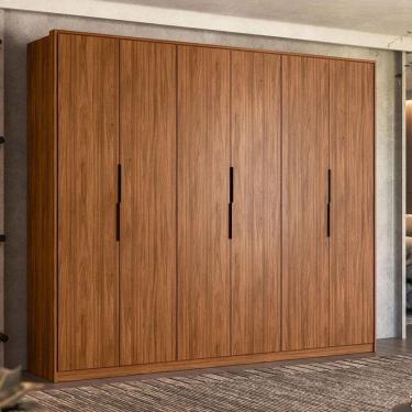 Imagem de Cômoda Atria 4 Gavetas E Guarda Roupa Casal Atrice Nogueira Touch Demóbile - Demartêz