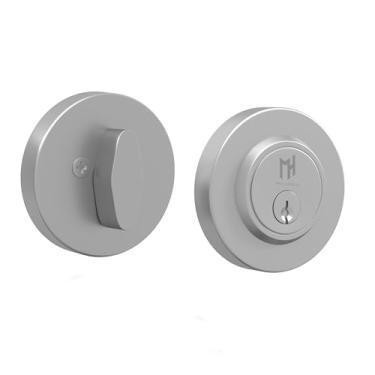 Imagem de Mega Handles - Fechadura Ronn Deadbolt I Entry - Fechadura redonda resistente para portas canhotas ou direitas - Interior/Exterior - Cromo polido