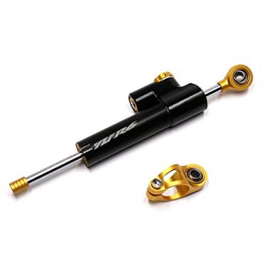 Imagem de IENYU Estabilizador de direção de amortecedor CNC para motocicleta, controle de segurança invertido linear com suporte para YZF R6 2006-2017 YZFR1 kit de montagem (preto dourado YZFR6)