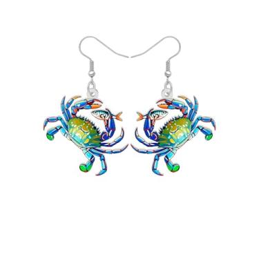 Imagem de Brincos fofos de caranguejo pendurados em acrílico com animais marinhos tropicais pendurados, acessórios de enfeite para mulheres, amantes de praia, presentes de férias, Medium, Acrílico, Sem pedra