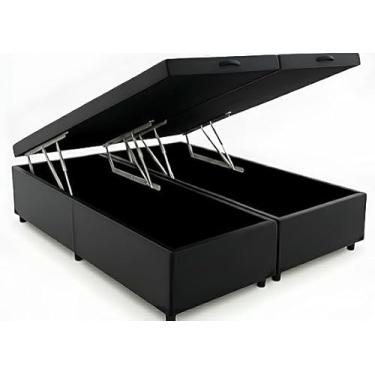 Imagem de Cama Box Bau King 96 Bipartido Blindada (Corino, Preto)