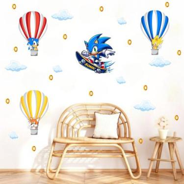 Imagem de Adesivo De Parede Sonic Balões Skate Desenho Games Jogos Decoração Inf