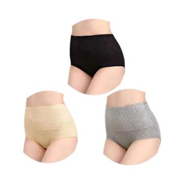 Imagem de Calcinhas De Algodão plus Size De Cintura Alta 3 Peças/Lote, Roupas Ín