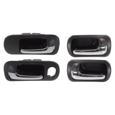 Imagem de 4 unidades/conjunto maçaneta interna da porta puxar cromo + preto Compatível com Honda Civic Sedan 2001-2005 72160S5AA21 72121S5AC01 72660S5NC01 72620S5NC01