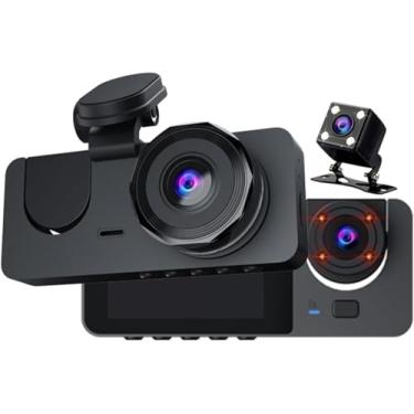 Imagem de Câmera De Painel Para Carros, Câmera De Painel De 3 Canais Dvr De Carro 1080p Lente De Câmera De Painel Dashcam Gravador De Vídeo Do Veículo Mini Dvrs Monitoramento De Estacionamento, 64g