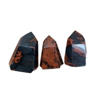 Imagem de Ponta Obsidiana Mahogany Sextavado Natural Lapidado 2 a 4cm - Cristais