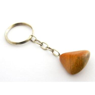 Imagem de Chaveiro Pedrinha Jaspe Amarelo Rolada Natural Prateado - CristaisdeCu