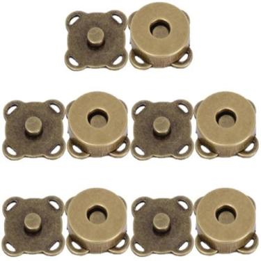 Imagem de Kit 5 Botões Magnéticos 18mm Fecho Imantado Bronze P/ Costurar imã - F