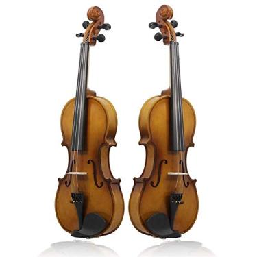 Imagem de Lss9azznmm Violino de madeira maciça de ébano com cordas tamanho 4/4 violino tamanho completo 4/4 instrumento de cordas jujuba madeira violino kit para amantes de música iniciantes para adultos com