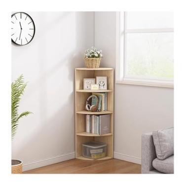 Imagem de Estante de canto simples de madeira maciça, parede do chão ao teto, sala de estar, quarto, em forma de ventilador, prateleira de armazenamento de pinho, móveis domésticos (30 x 120 cm)