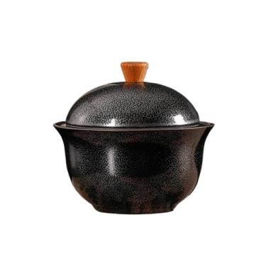 Imagem de Cinzeiro moderno, material cerâmico, redondo, cor sólida para hotel, sala de estar, mesa, cinzeiro, decoração de casa (preto)