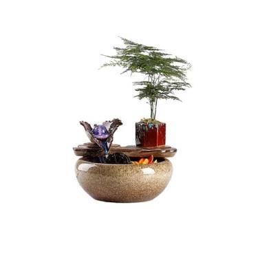 Imagem de Fonte de mesa de estilo chinês para uso interno, relaxamento, recurso de água circulante, aquário de cerâmica, decoração de casa