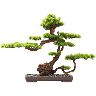 Imagem de Bonsai artificial de plantas falsas, pinheiro, vaso sintético, mesa de 50 cm, simulação de planta em vaso, decoração de bonsai decorativo