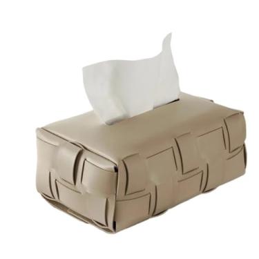 Imagem de Caixa de lenços de papel de couro xadrez moderna mesa de estar quarto organizador de mesa (branco)