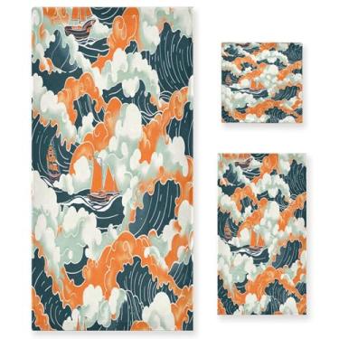 Imagem de xigua Boats in The Ocean Conjunto de toalhas de banheiro absorvente macio 3 peças toalha de banho toalha de mão toalhas decorativas para banheiro, academia, hotel, praia, piscina