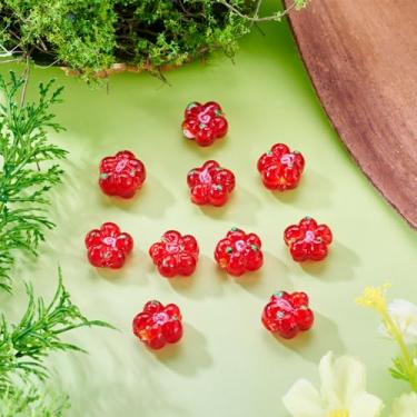 Imagem de 10 contas de flor Millefiori Lampwork contas de vidro feitas à mão flor de ameixa 13,5-14 mm 5 pétalas contas espaçadoras de flores para fazer joias, colar, pulseira, brinco, artesanato, tijolo de