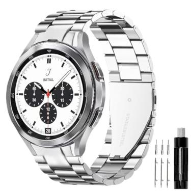 Imagem de GOLDTOLUCK Pulseira de aço inoxidável compatível com Samsung Galaxy Watch 8 7 6 5 4 Classic FE Pro de 40 mm, 44 mm, 46 mm, 43 mm, 47 mm, 45 mm, 42 mm, 20 mm, masculina e feminina, metal de
