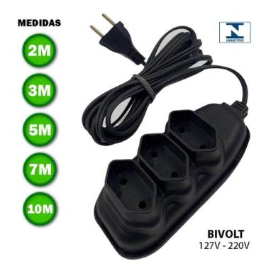 Imagem de Extensão Elétrica Extensão 3 Metros Jetcon, Preto, 3m