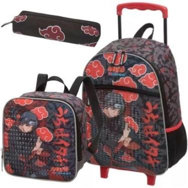 Imagem de Kit Mochila Rodinha Lancheira Estojo Escolar Infantil Menino Naruto Itachi Pacific-Masc...