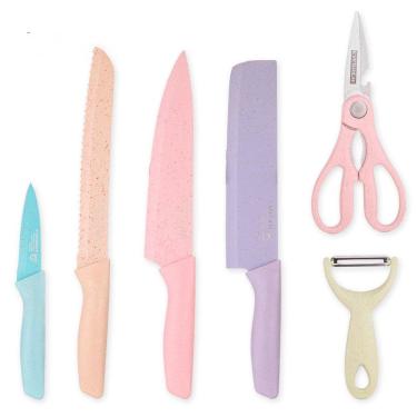 Imagem de Kit Jogo De Facas Coloridas 6Pcs Chef Cozinha Churras Cor Va