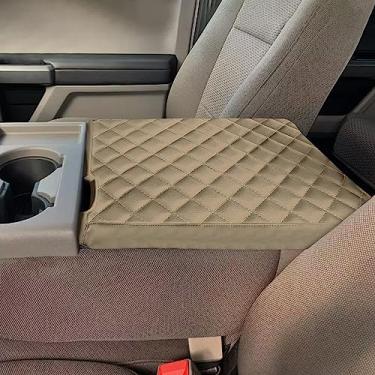 Imagem de BoxCheer Capa de apoio de braço adequada para Ford F150 2015-2023/para Ford F250 F350 2017-2023 com console central de assento de salto 40/20/40 acessórios interiores de tapete de couro antirriscos