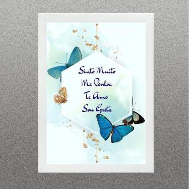 Imagem de Quadro Ho`Oponopono - Borboletas Geométrico 24X18Cm