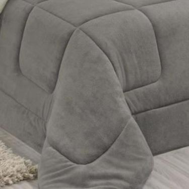 Imagem de Edredom Coberdrom Fenix Solteiro Sherpa e Manta - Cinza