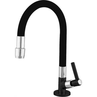 Imagem de Torneira De Cozinha Ravena Parede Giratória Flex Black Cano 5-8 98190 1-4 Volta Pevilon