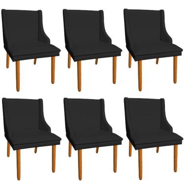 Imagem de Kit 6 Cadeiras de Jantar Corino Preto Pés Palito