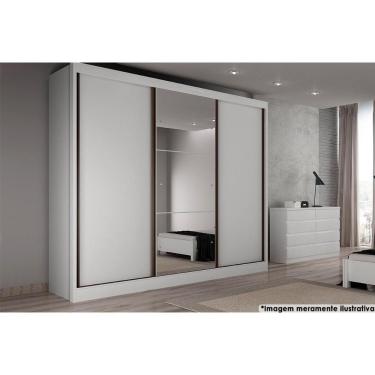 Imagem de Guarda Roupa Casal 3 Portas De Correr E 6 Gavetas C- Espelho Natus Branco - Novo Horizonte