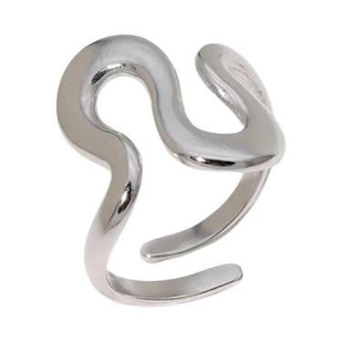 Imagem de Anel Aberto Feminino De Aço Inoxidável Banhado a Ouro À Prova d'Água C