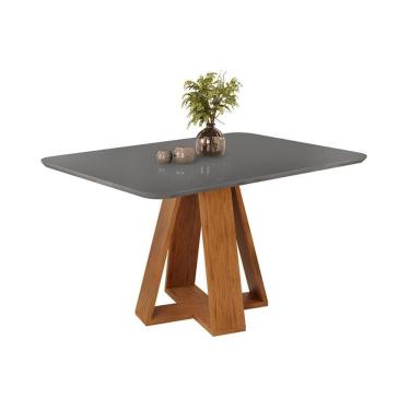 Imagem de Mesa De Sala Jantar Celeste C- Tampo Madeirado Vidro Curvo 120x90cm Freijo-cinza Urbano - Dj Móveis