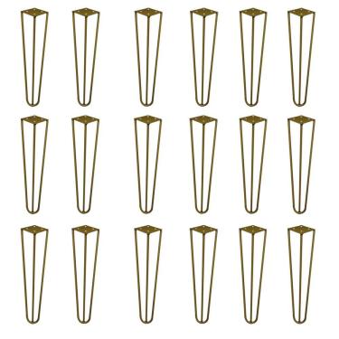 Imagem de Kit 18 Pés de Metal 30 CM Hairpin Legs Mesa de Canto Rack e Puffs Dourado