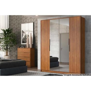 Imagem de Guarda Roupa Solteiro 4 Portas E 3 Gavetas C- 2 Espelhos Attore Amêndola Touch - Demóbile