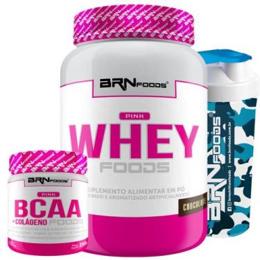 Imagem de KIT Pink Whey Foods 2kg + Pink BCAA c/ Colágeno Foods 250g + Coquetele