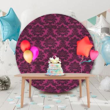 Imagem de Painel Redondo em Jacquard Pink e Preto Medalhão - Jacquard Tradiciona