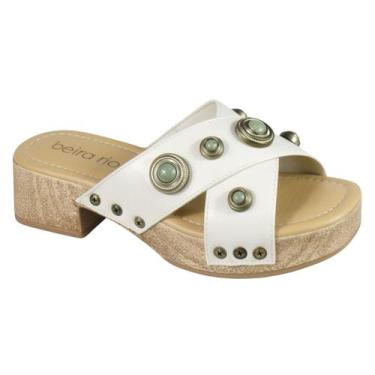Imagem de Tamanco Beira Rio Sandália Salto Bloco Madeira Boho 8559.103 Cor:Branc