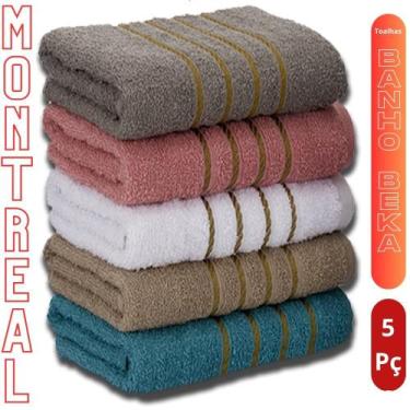 Imagem de Kit 5 Toalhas de Banho Grossas Banhão 70 X 130 Montreal Beka Alta Abso