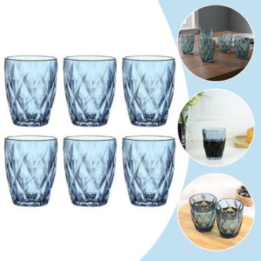 Imagem de Jogo 6 Copos de Vidro Diamond Safira 280ml Luxo Resistente Água Suco B