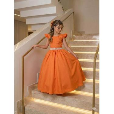 Imagem de Vestido Longo Ysa Kids Ariane Terracota para Festas e Eventos, Chilean