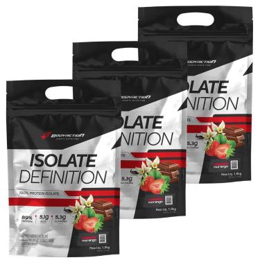 Imagem de Kit 3X Whey Isolate Definition - 1800g Refil Morango - BodyAction-Masculino