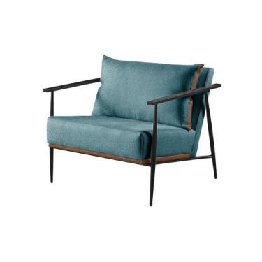 Imagem de Poltrona Mari Linho Azul Decorativa Sala Estar Confortável Moderno - P