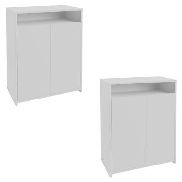 Imagem de Kit 2 Balcão Para Escritório Café 60cm 2 Portas Look A06 Branco - Mpozenato
