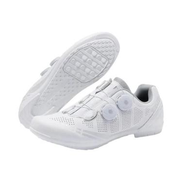 Imagem de Tênis De Ciclismo Masculino Branco Compatível Com SPD, Sapatos De Peda
