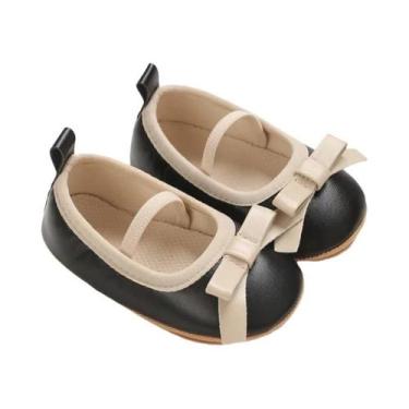 Imagem de Sapatos Planos Para Meninas Bebê Com Detalhe De Laço Em PU Antiderrapa