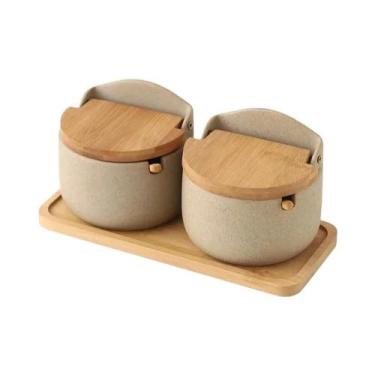 Imagem de Conjunto De Potes De Cerâmica Japonesa Para Especiarias Com Tampa De B