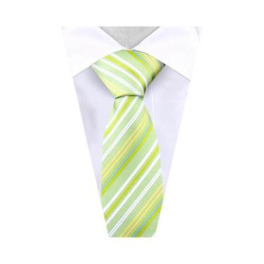 Imagem de Gravata Masculina Azul Com Listras Douradas, Acessórios Para Terno Par