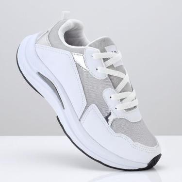 Imagem de Tênis Casual Branco Preto Masculino Feminino Unissex Lig Shoes Leve Co