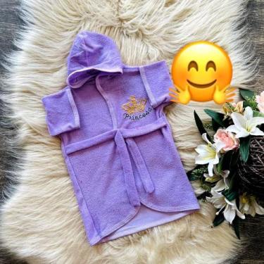 Imagem de Roupão De Banho Bordado Bebe com Capuz Infantil Atoalhado Menina Menin